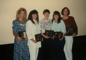 Joyce Wheeler, Pat Dickau, Jeanettte Fredericksen, Wendy Radcliff and Laura Johnson. My don't we look young! 